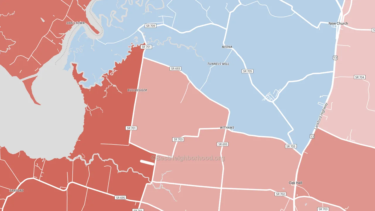 23488, VA block-group political-lean map