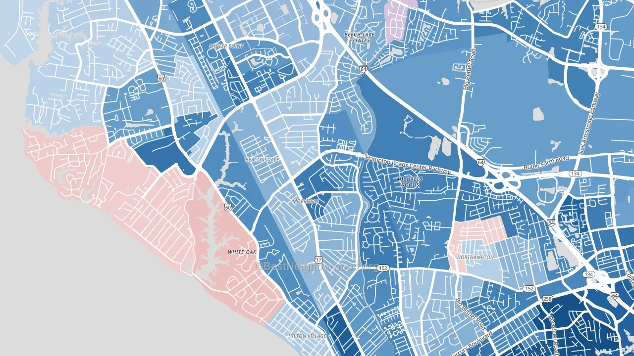 23601, VA block-group political-lean map