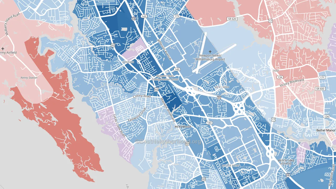 23602, VA block-group political-lean map