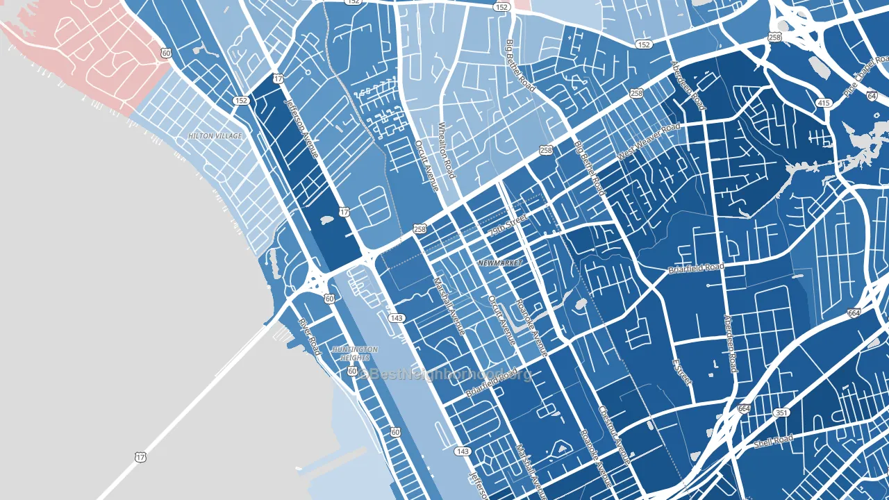 23605, VA block-group political-lean map