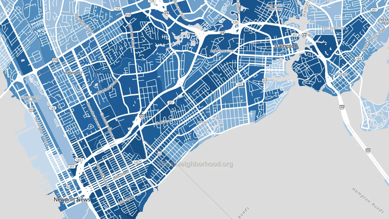 23661, VA block-group political-lean map