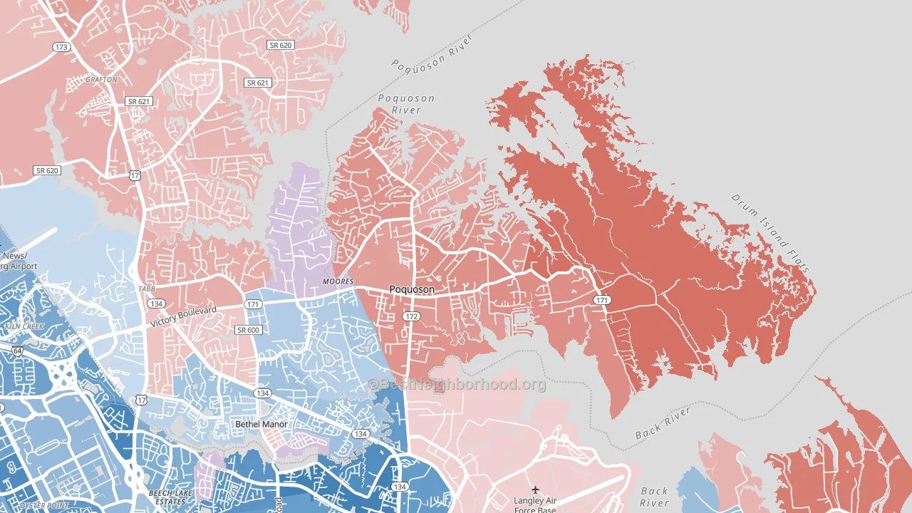 23662, VA block-group political-lean map