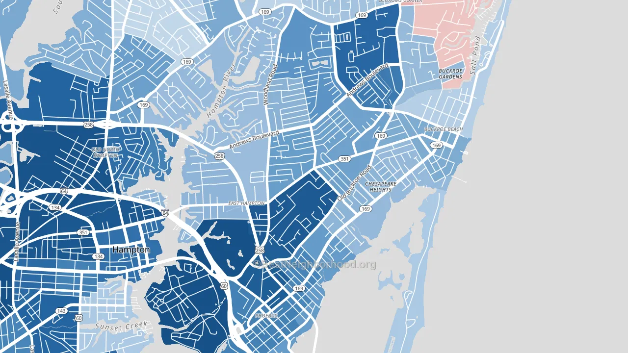 23663, VA block-group political-lean map