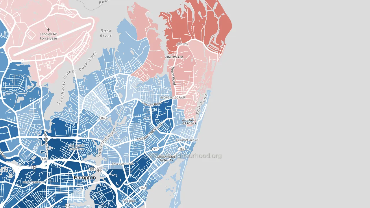 23664, VA block-group political-lean map