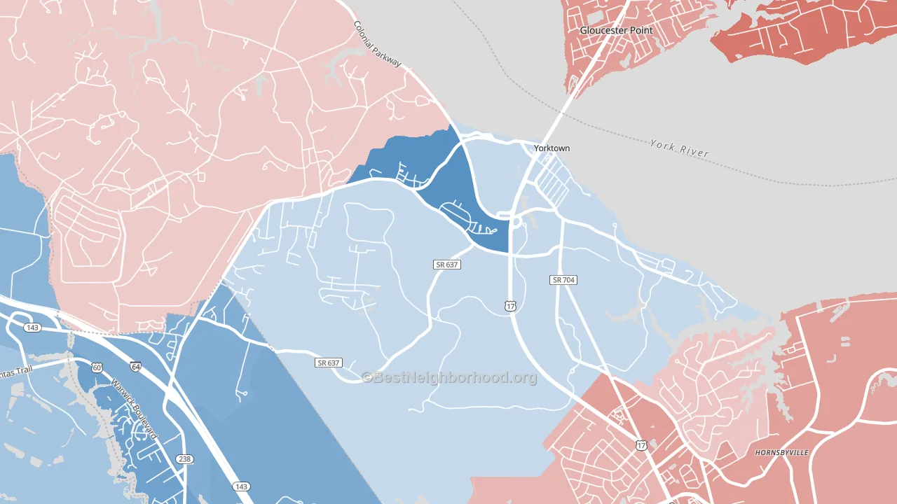 23690, VA block-group political-lean map