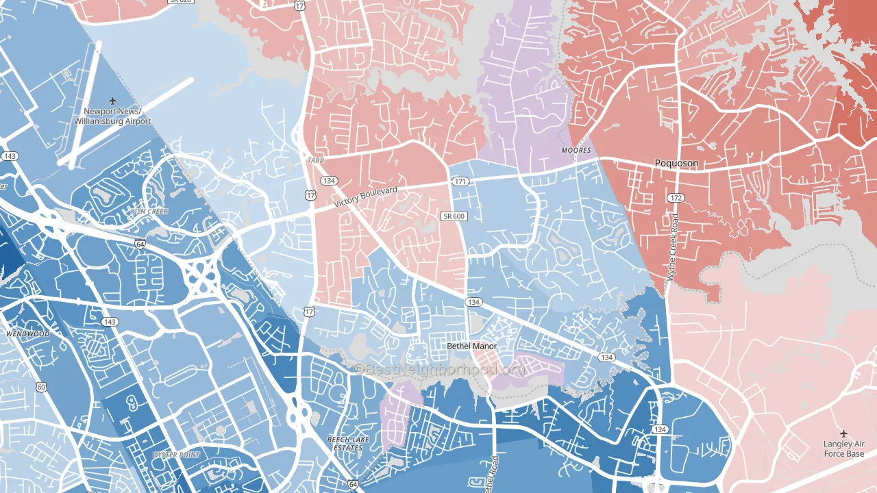 23693, VA block-group political-lean map