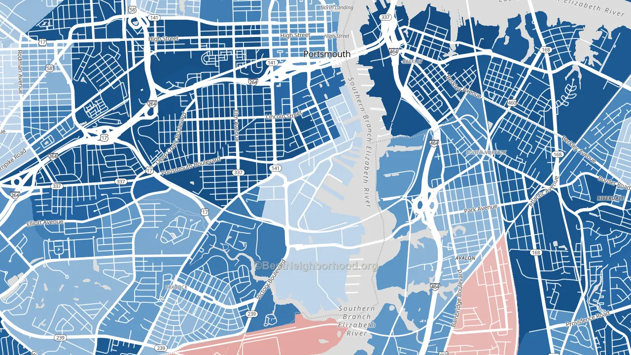 23709, VA block-group political-lean map