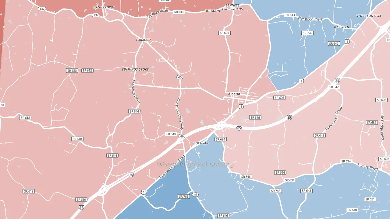 23821, VA block-group political-lean map
