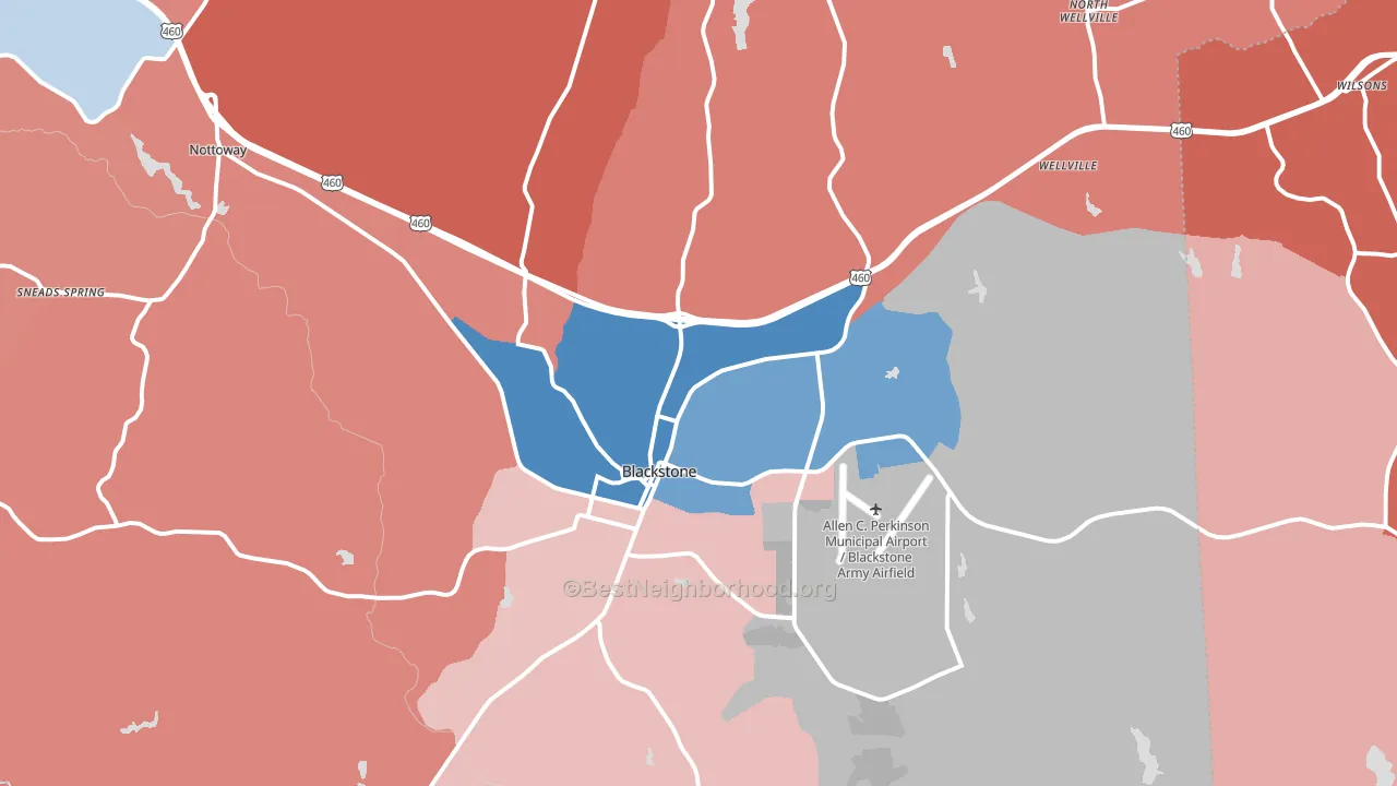 23824, VA block-group political-lean map