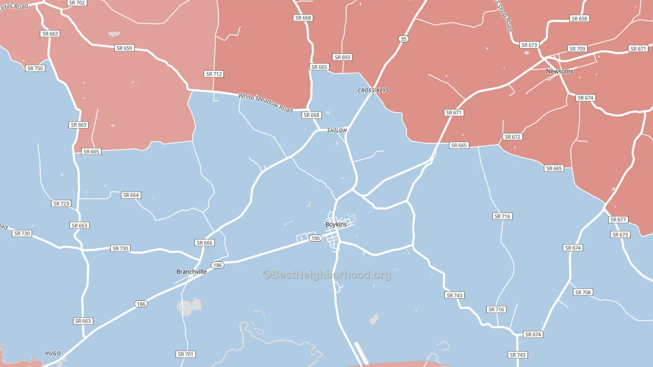 23827, VA block-group political-lean map