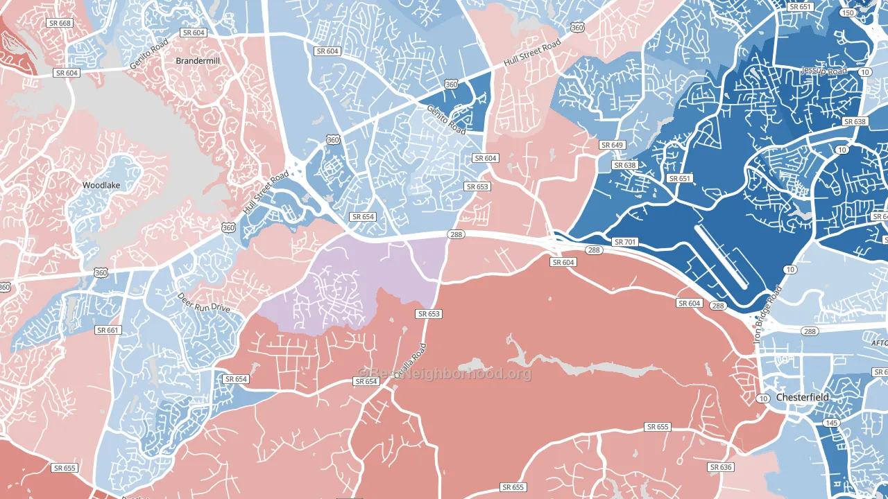 23832, VA block-group political-lean map
