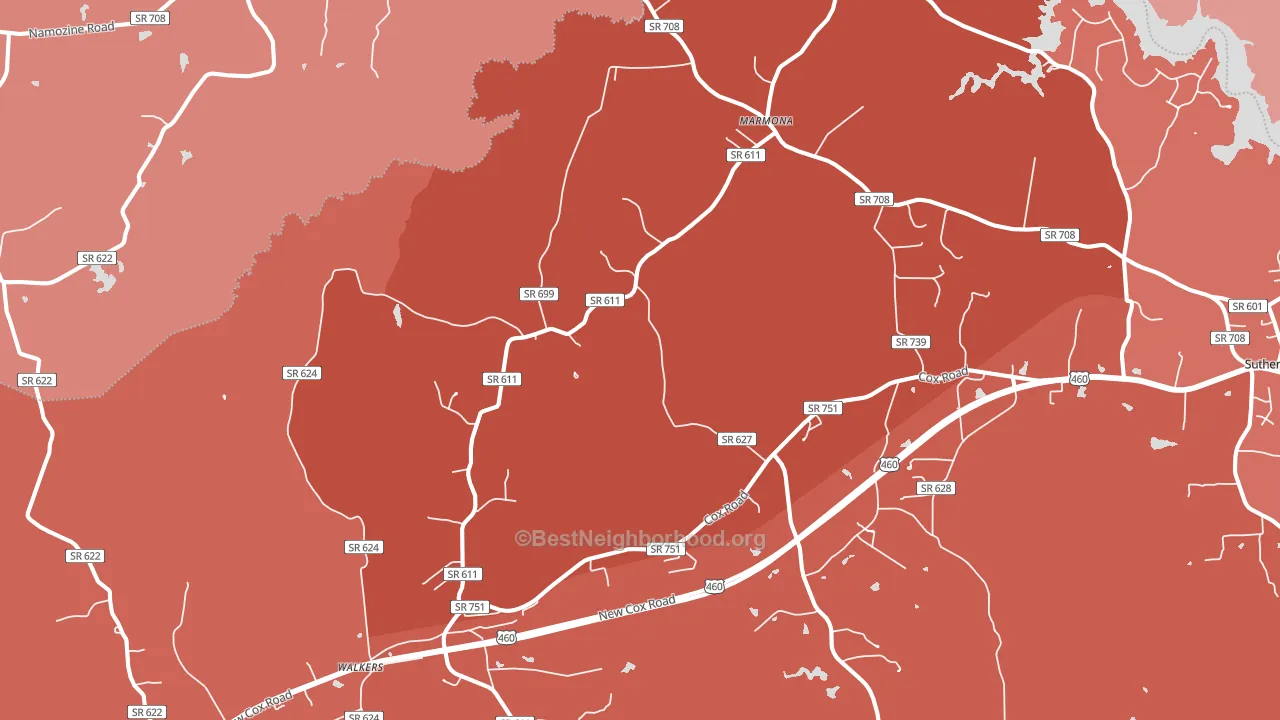23833, VA block-group political-lean map