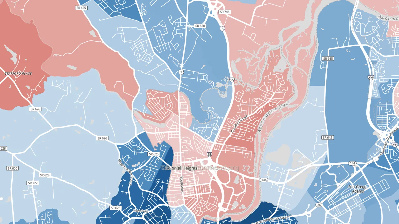 23834, VA block-group political-lean map