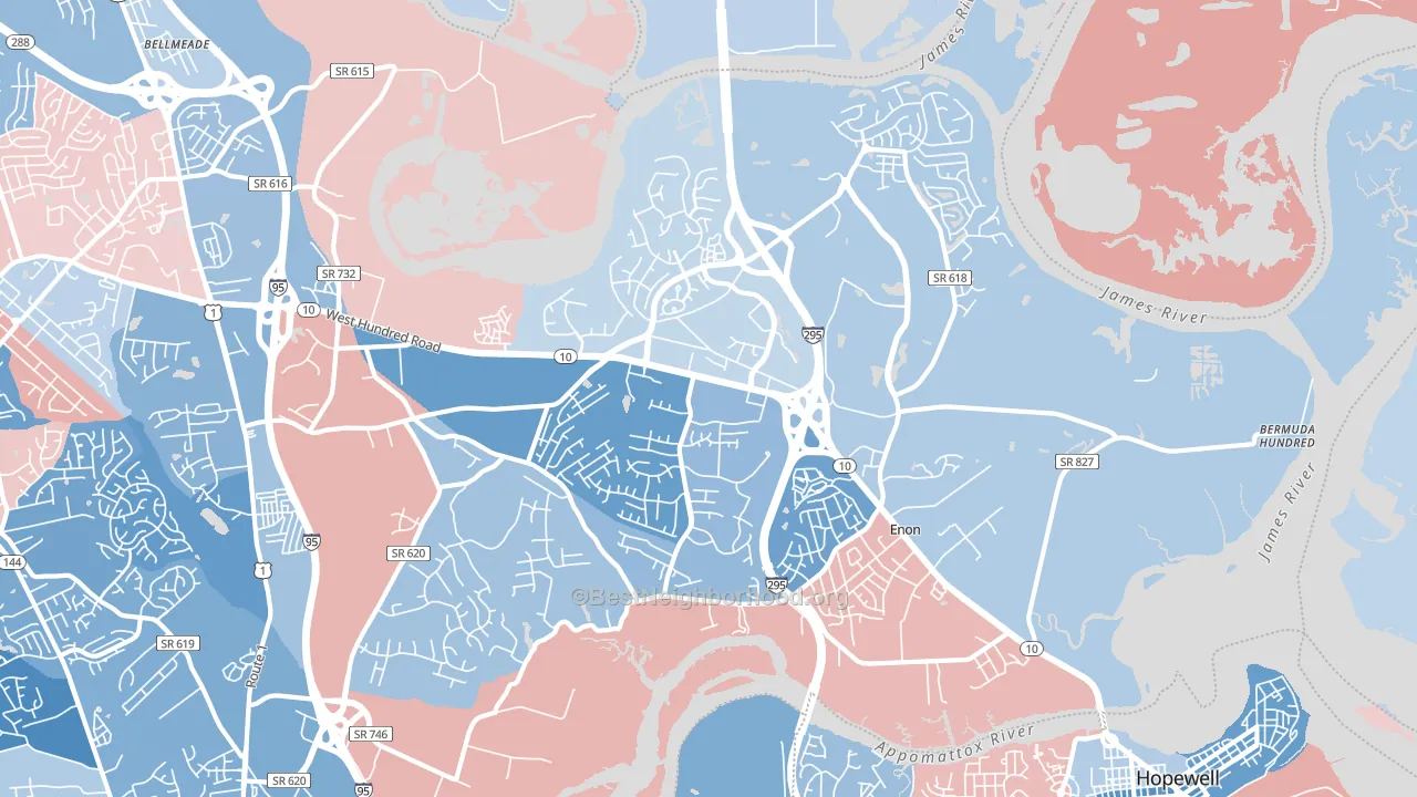 23836, VA block-group political-lean map