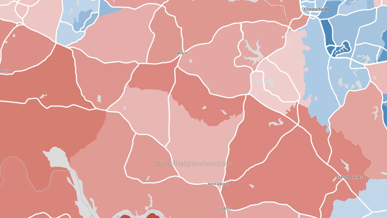 23838, VA block-group political-lean map