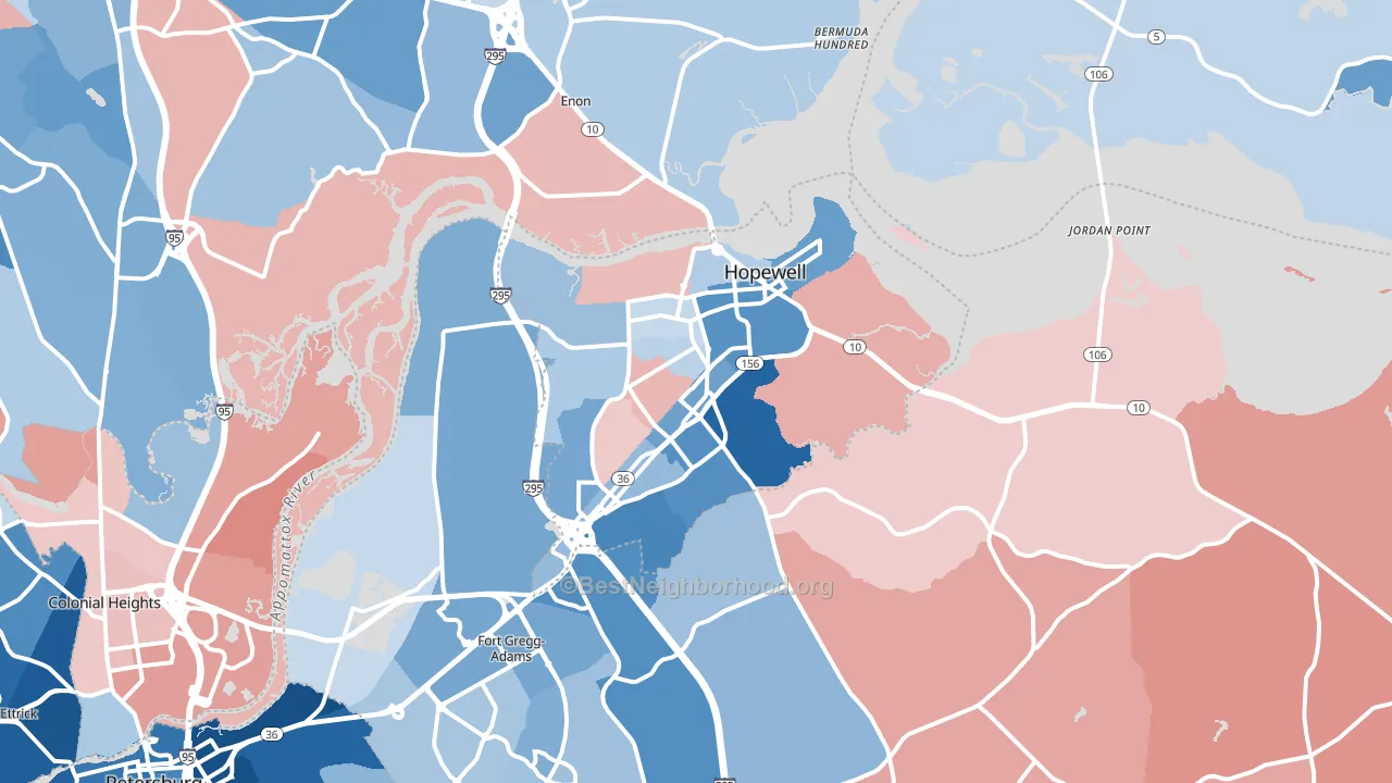 23860, VA block-group political-lean map