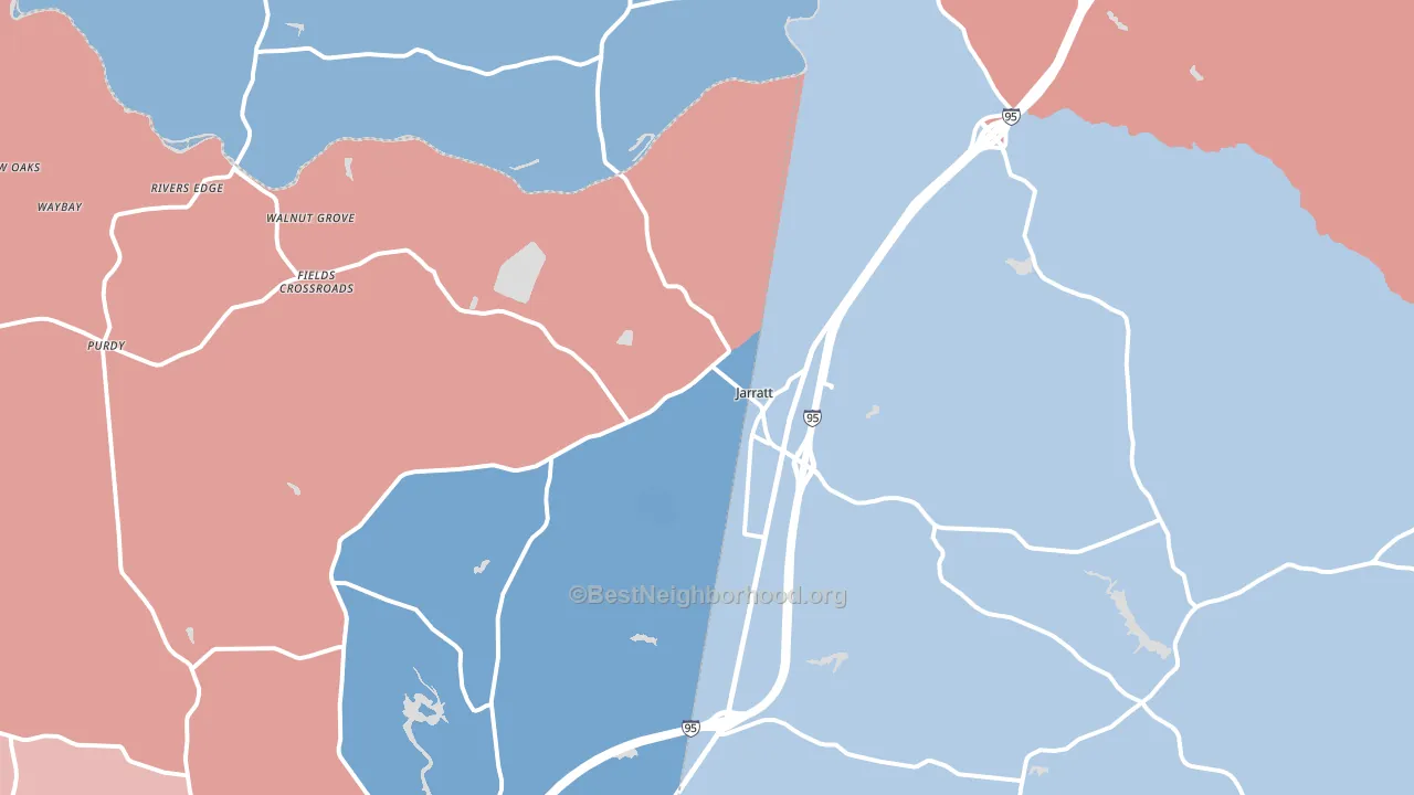 23867, VA block-group political-lean map