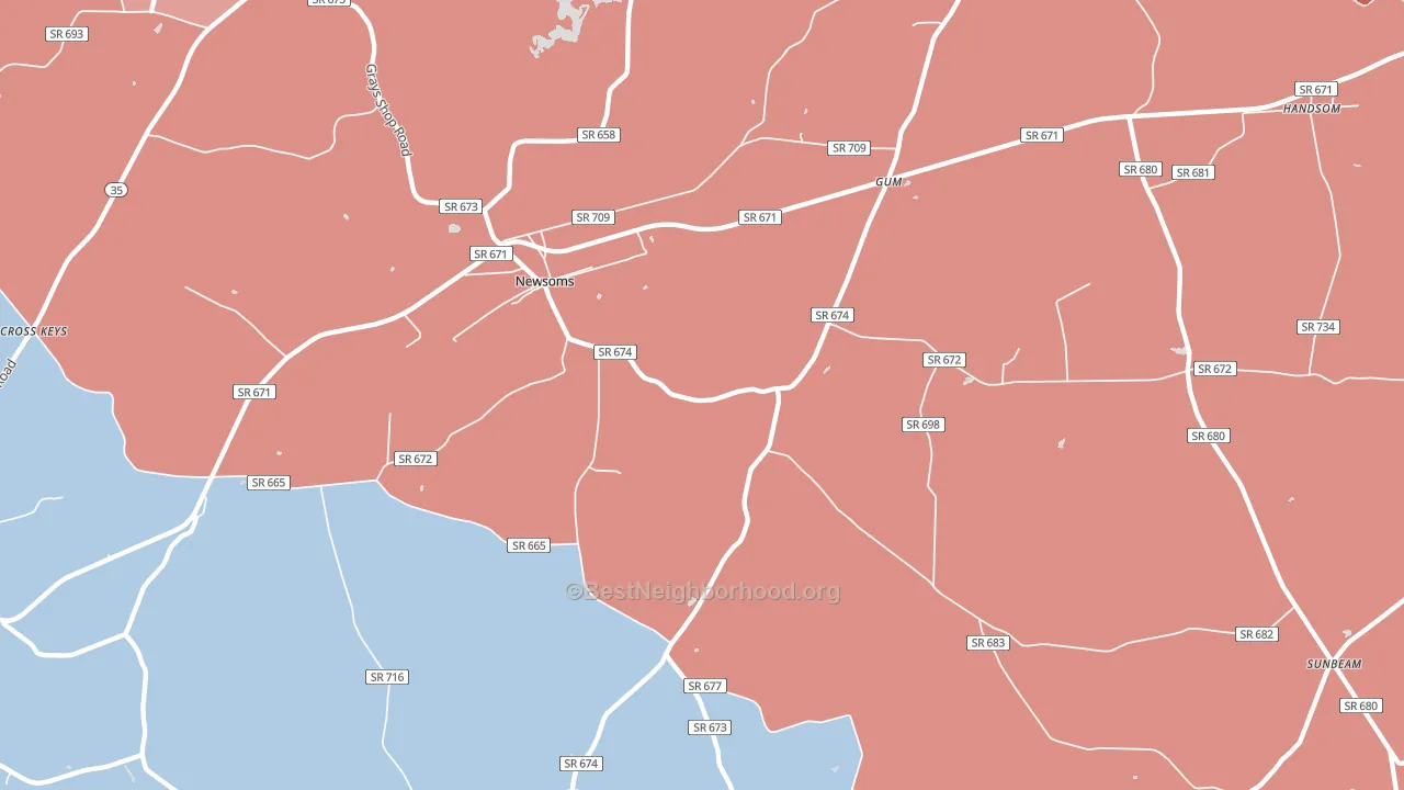 23874, VA block-group political-lean map