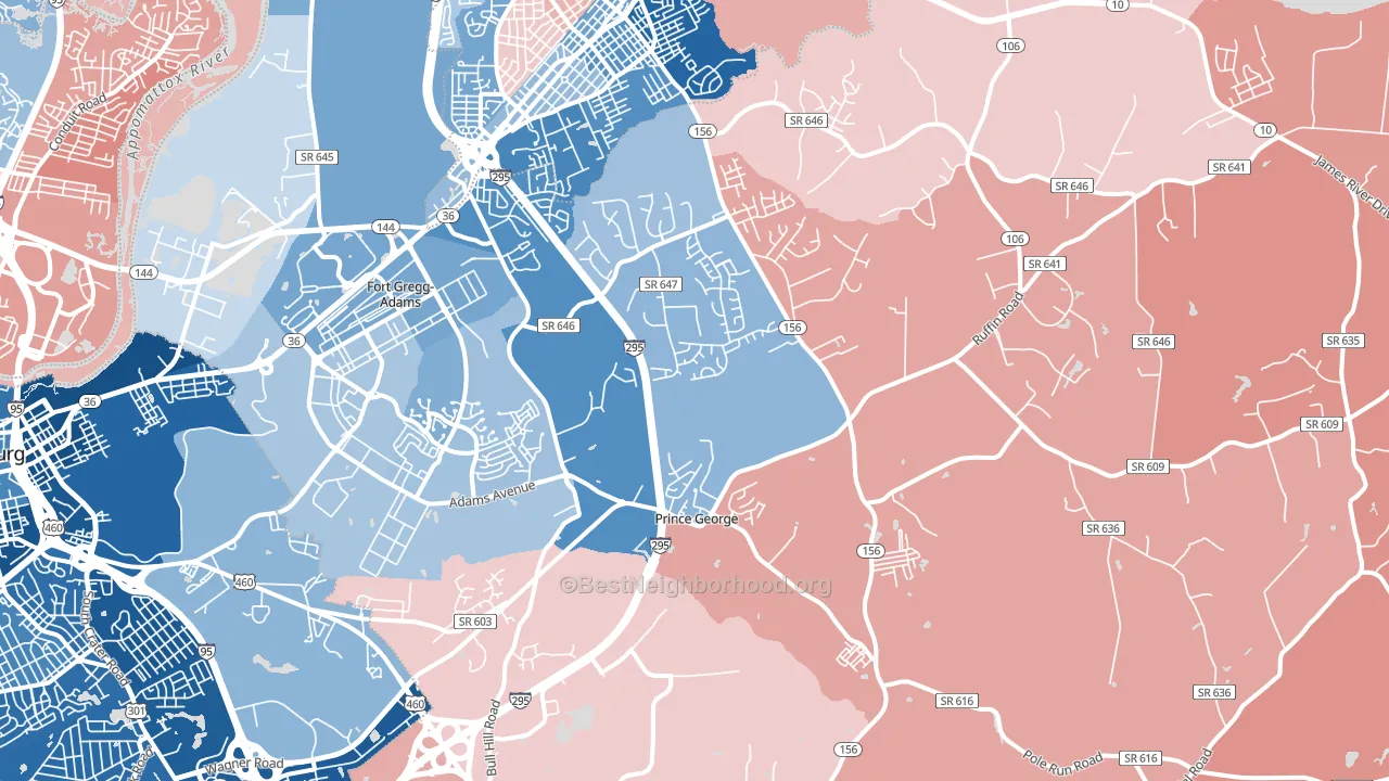 23875, VA block-group political-lean map