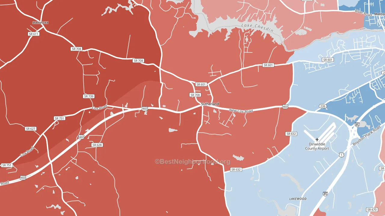 23885, VA block-group political-lean map