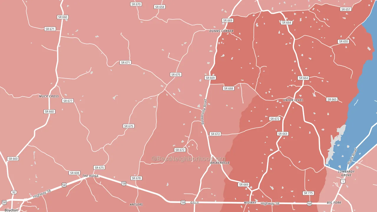 23915, VA block-group political-lean map