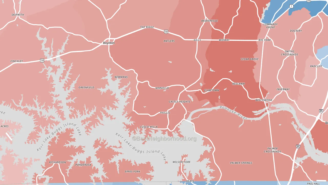 23917, VA block-group political-lean map