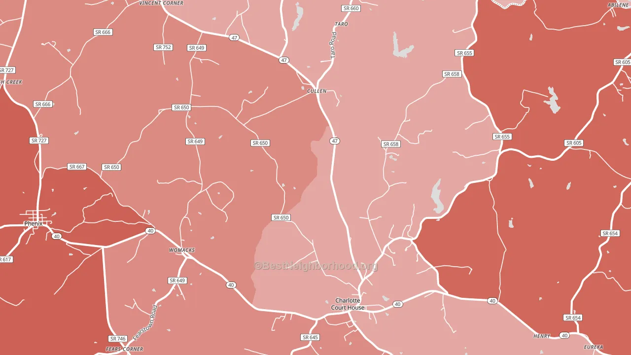 23923, VA block-group political-lean map