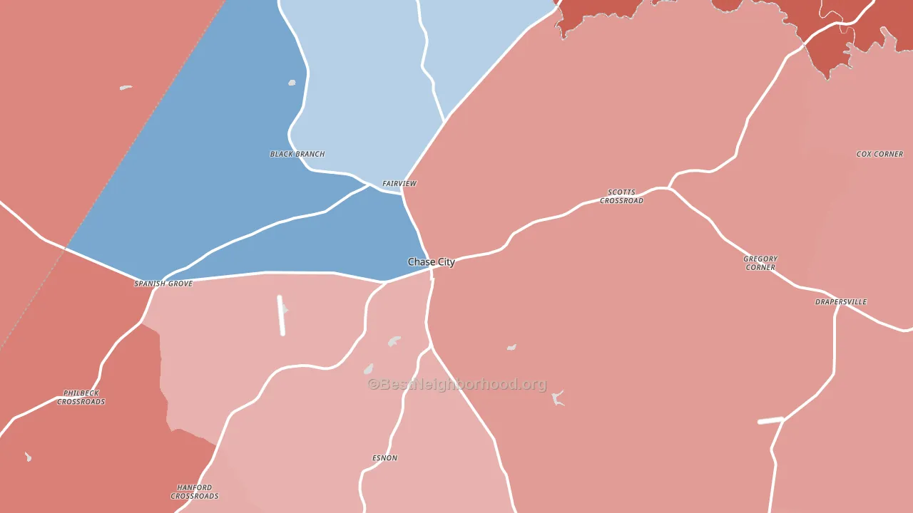23924, VA block-group political-lean map