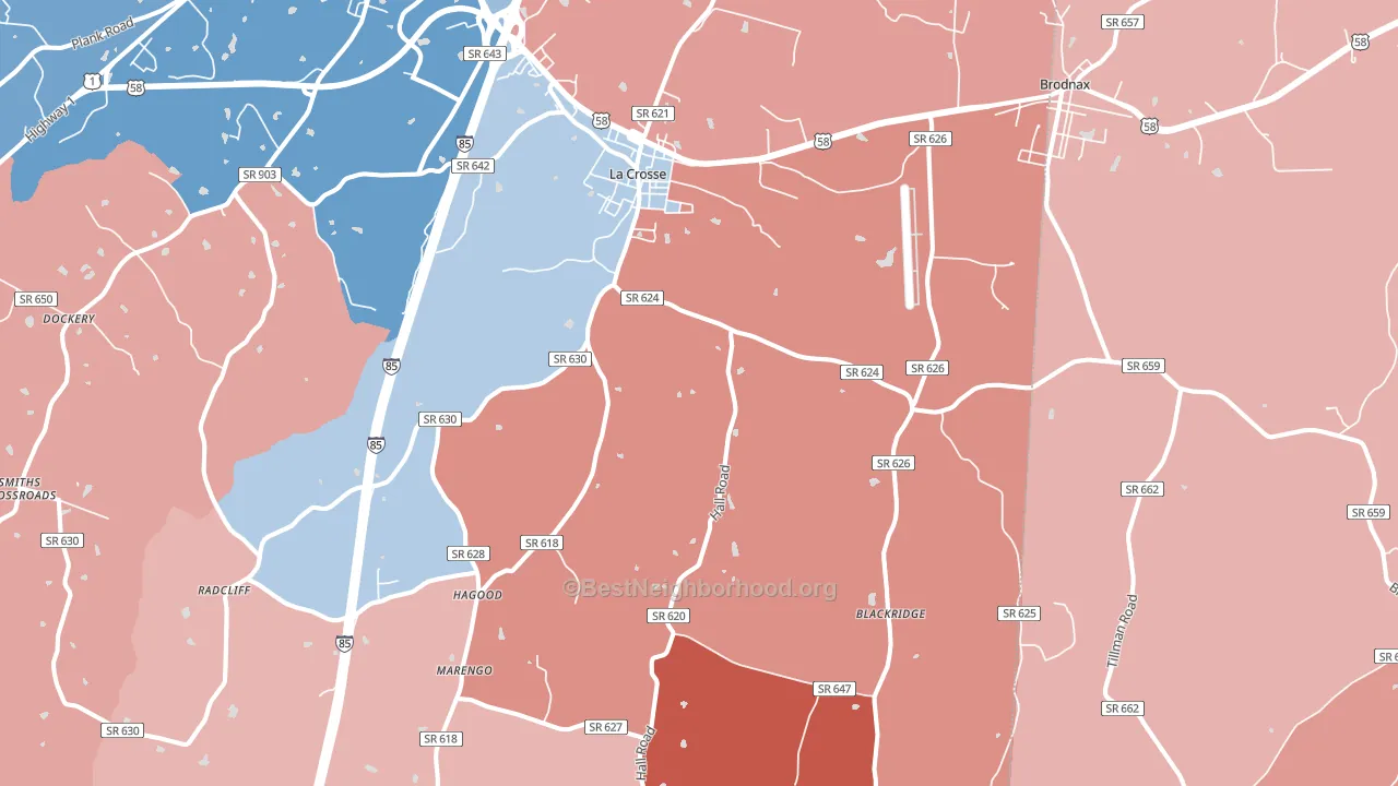 23950, VA block-group political-lean map