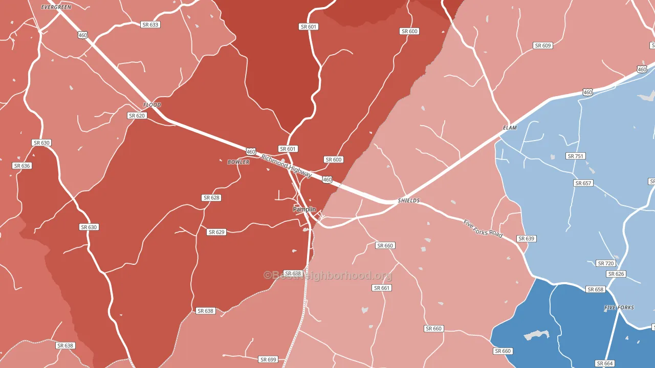 23958, VA block-group political-lean map