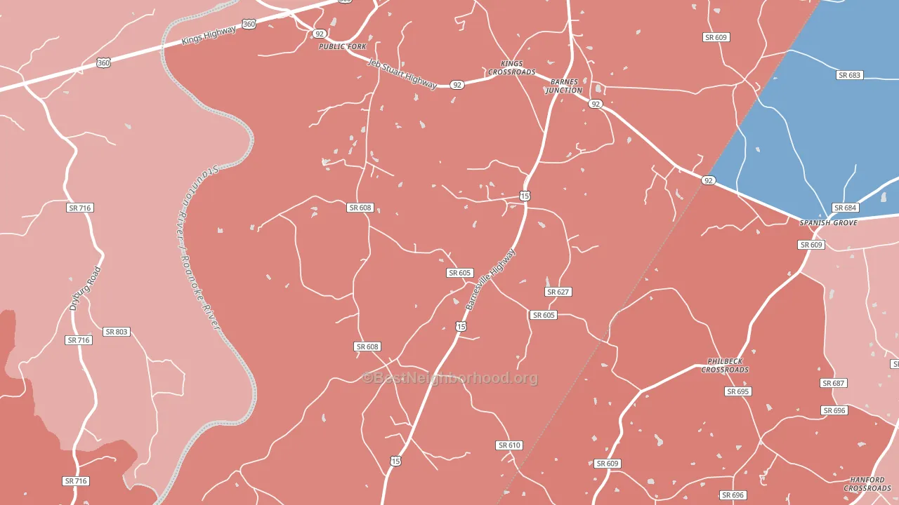 23964, VA block-group political-lean map