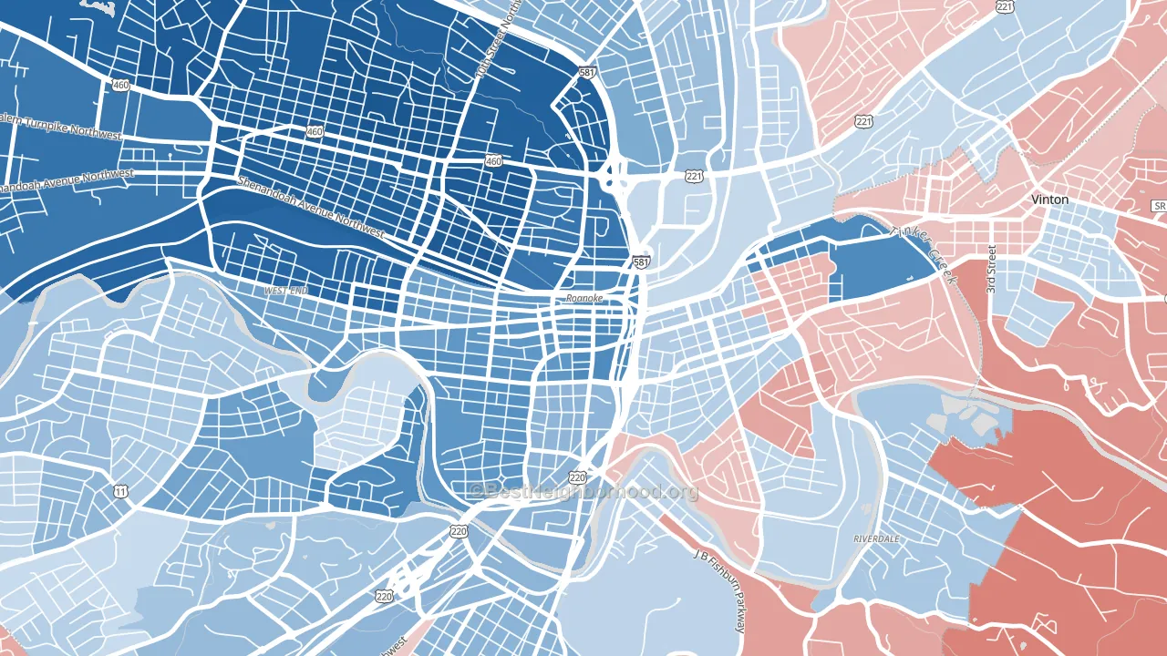 24011, VA block-group political-lean map