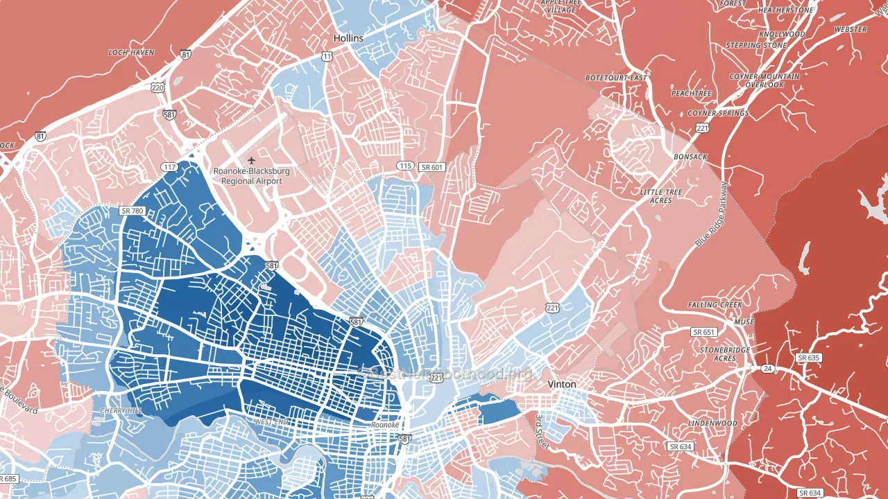 24012, VA block-group political-lean map