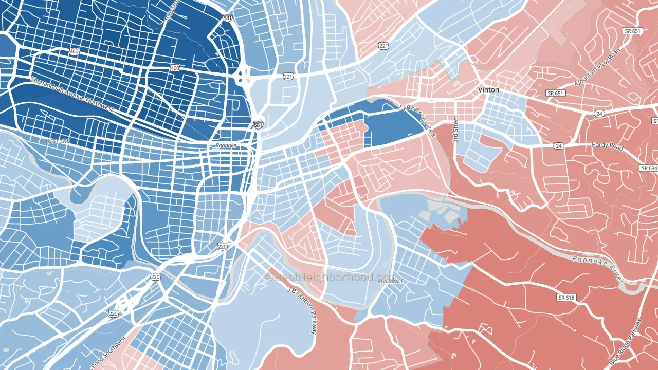 24013, VA block-group political-lean map