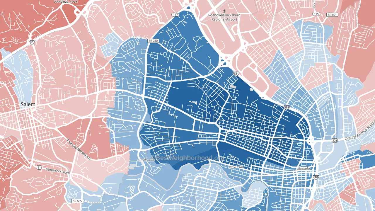 24017, VA block-group political-lean map