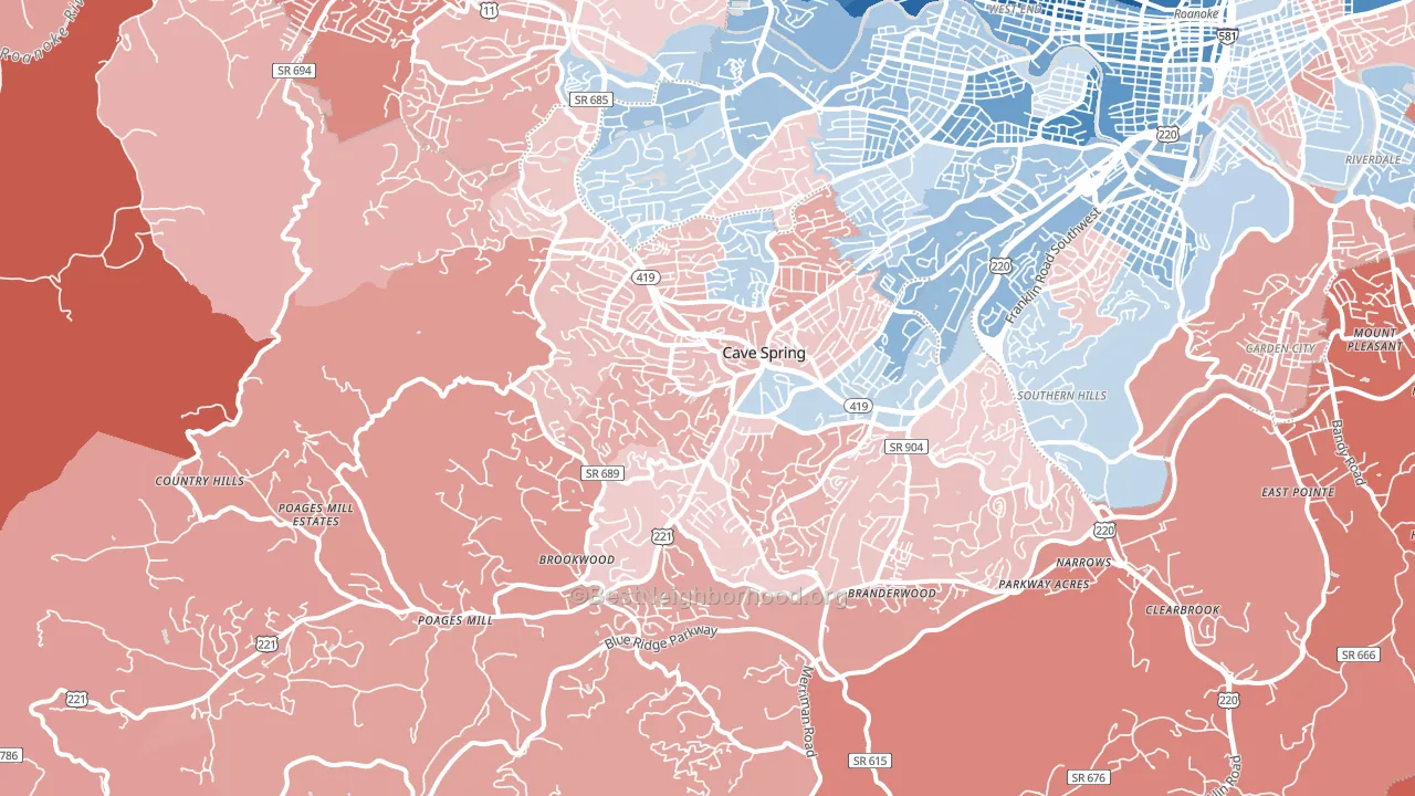 24018, VA block-group political-lean map