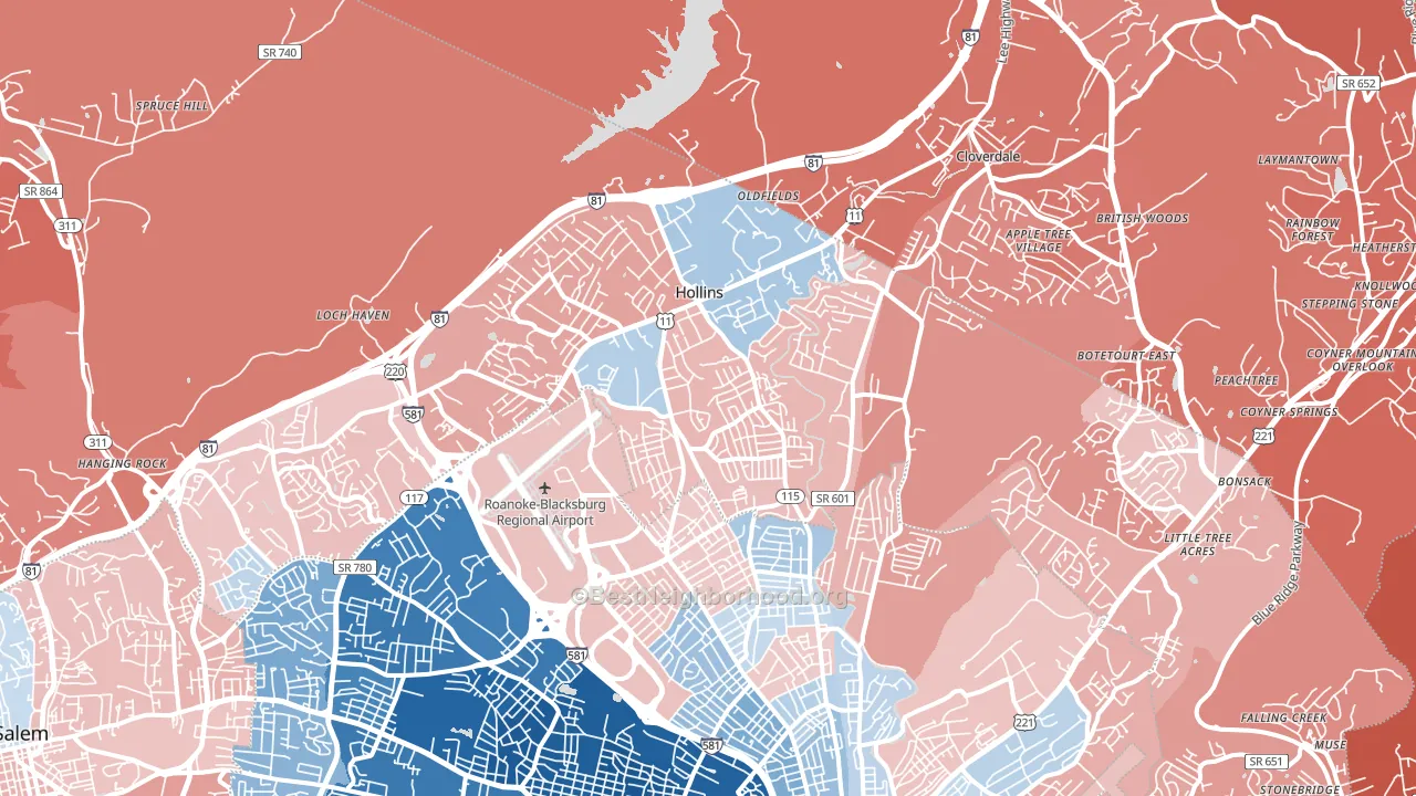 24019, VA block-group political-lean map