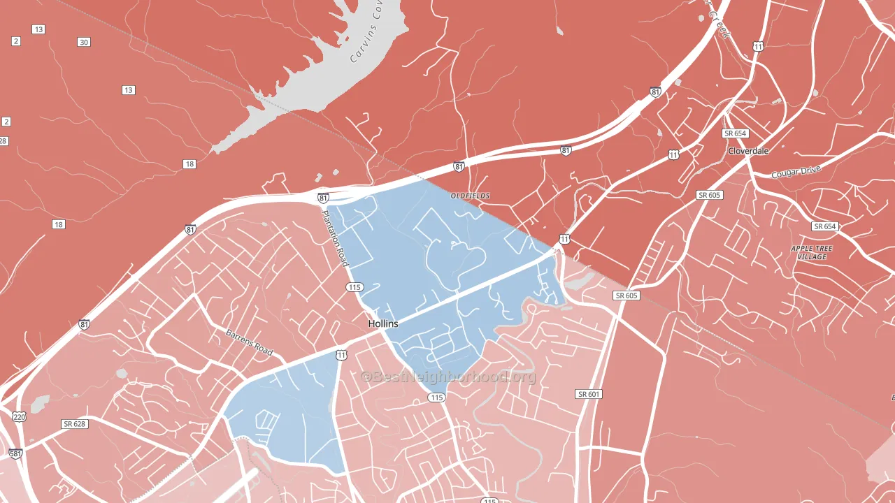 24020, VA block-group political-lean map
