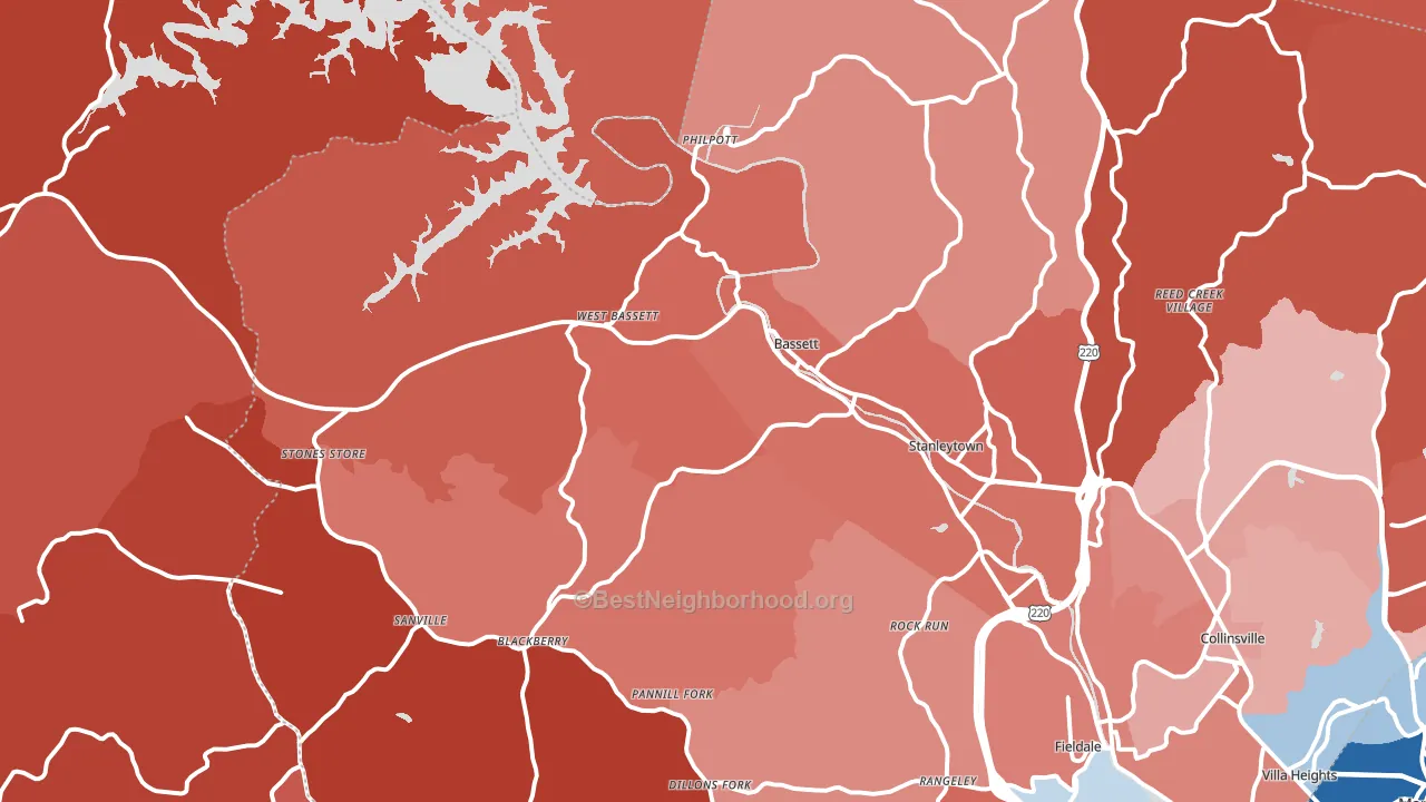 24055, VA block-group political-lean map