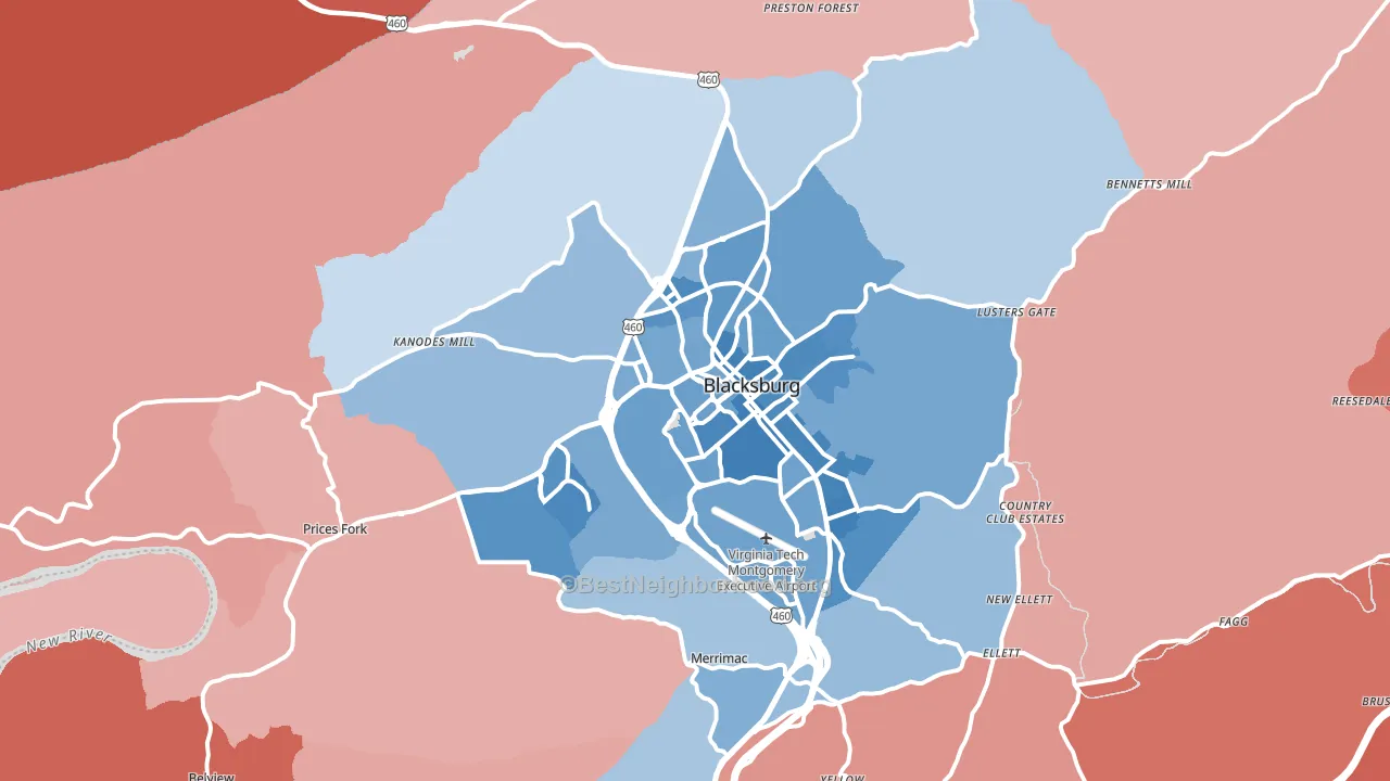 24060, VA block-group political-lean map