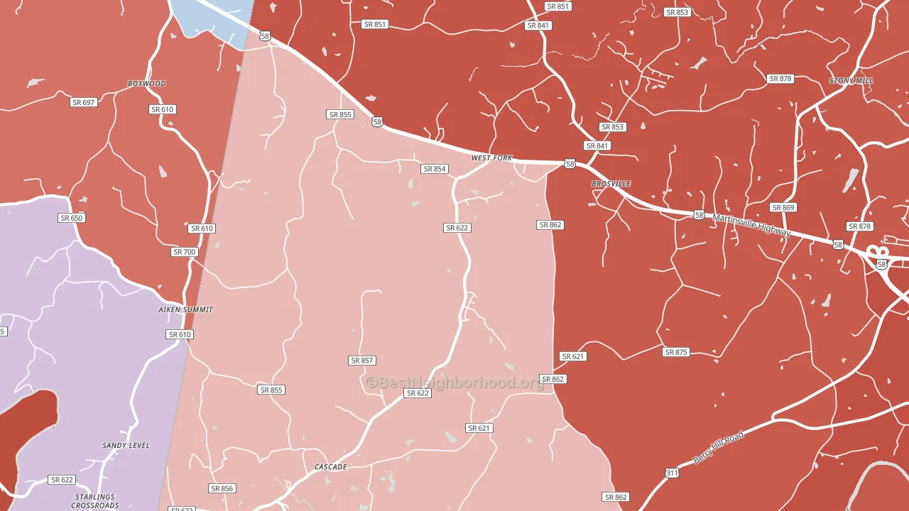 24069, VA block-group political-lean map