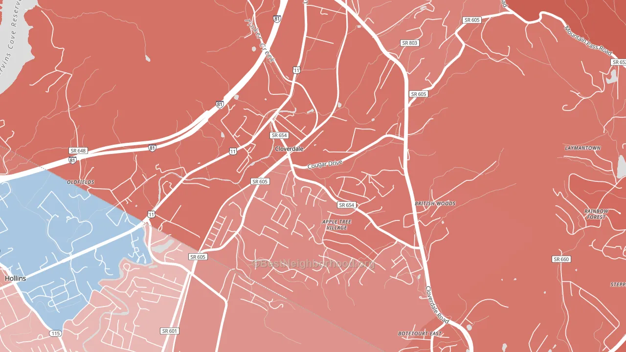24077, VA block-group political-lean map