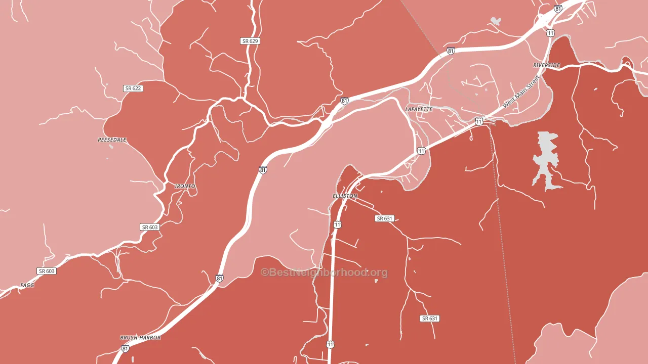 24087, VA block-group political-lean map