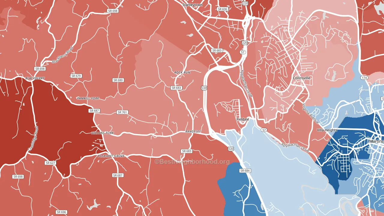 24089, VA block-group political-lean map