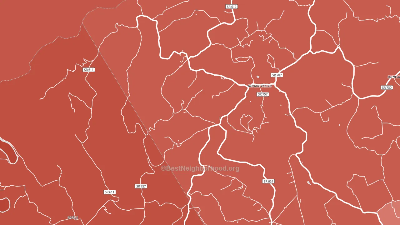 24105, VA block-group political-lean map