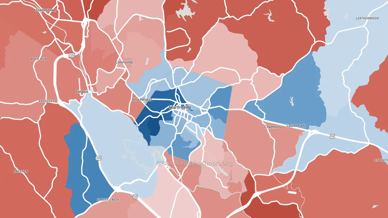 24112, VA block-group political-lean map