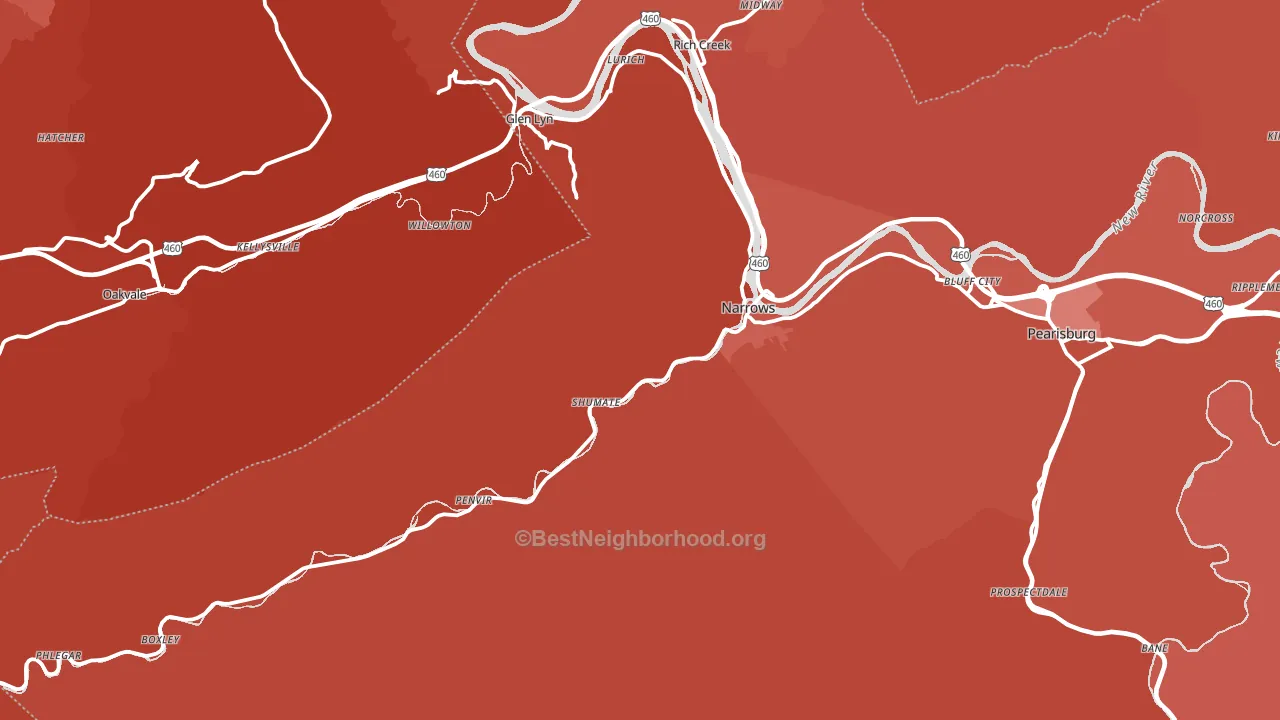 24124, VA block-group political-lean map