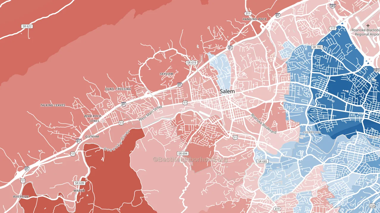 24153, VA block-group political-lean map