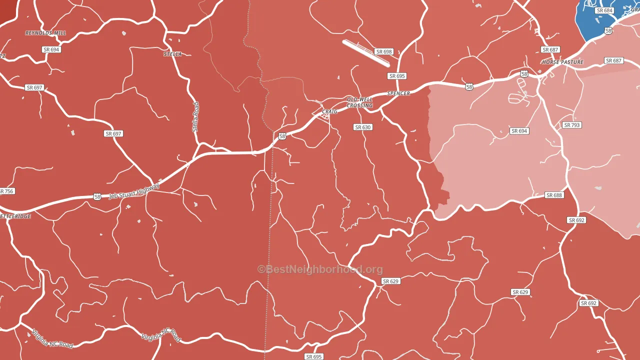 24165, VA block-group political-lean map