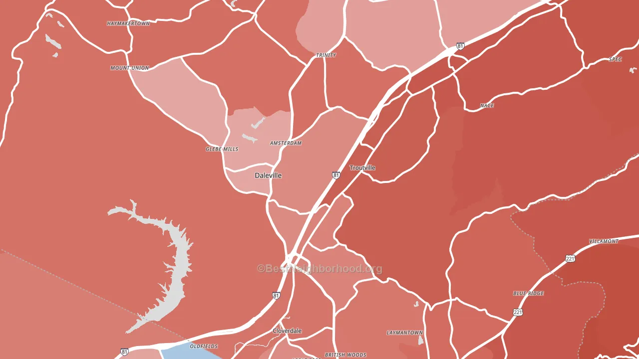 24175, VA block-group political-lean map